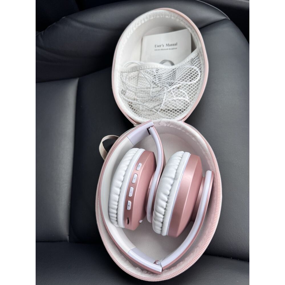 Zihnic Pink Over The Ear Headphones w/Case